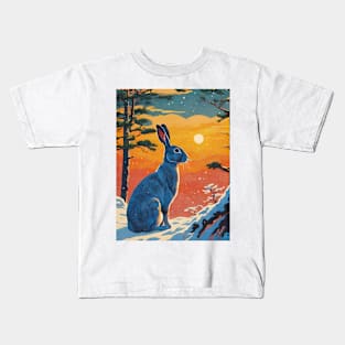 Fairytale Hare in Winter Forest Kids T-Shirt